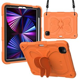 Pure Color PC + Siliconen Anti-Drop Anti-Drop Tablet Case met Butterfly Holder &amp; Pen Slot voor iPad Pro 11 2018 &amp; 2020 &amp; 2021 &amp; Air 2020 10.9 (Kumquat)