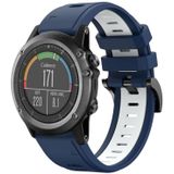 Voor Garmin Fenix 3 26mm tweekleurige sport siliconen horlogeband (middernachtblauw + wit)