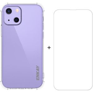 Hat-Prince Enkay Clear TPU Schokbestendig Zachte Case Drop Protection Cover + Clear HD gehard glasbeschermerfilm voor iPhone 13 Mini