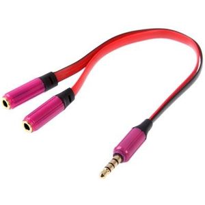 Noodle stijl 3.5mm Stereo Audio Headset voor 2 x Splitter Adapter  voor iPhone 5 / iPhone 4 &amp; 4S / 3 g / 3G / iPad 4 / iPad mini / mini 2 Retina / New iPad / iPad 2 / iTouch(Magenta)