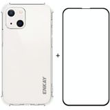 Hat-Prince Enkay Clear TPU Schokbestendig Soft Case Drop Protection Cover + Full Coverage Gehard Glas Protector Film voor iPhone 13