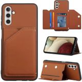 Voor Samsung Galaxy A13 5G Huid Feel PU + TPU + PC Back Cover Shockproof Phone Case met Card Slots &amp; Houder &amp; Fotolijst (Bruin)