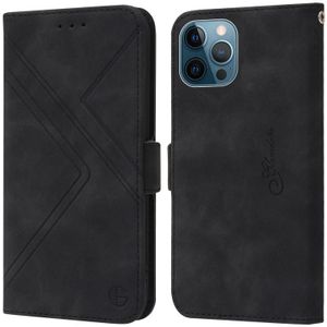 RFID Geometrische lijn Flip Leather Phone Case voor iPhone 13 Pro Max / 12 Pro Max (Black)