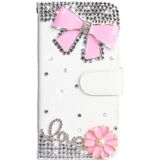 Strass patroon horizontale Flip lederen draagtas met houder &amp; kaartsleuven &amp; portemonnee &amp; Lanyard voor Xiaomi Redmi 6 (Pink Bow)