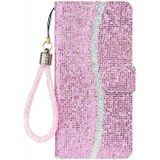 Voor Samsung Galaxy S7 Glitter Powder Horizontale Flip Lederen case met kaartslots &amp; houder &amp; lanyard(roze)