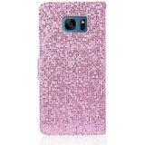 Voor Samsung Galaxy S7 Glitter Powder Horizontale Flip Lederen case met kaartslots &amp; houder &amp; lanyard(roze)