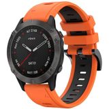 Voor Garmin Fenix 6 Sapphire GPS 22mm tweekleurige sport siliconen horlogeband (oranje + zwart)