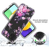 Voor Samsung Galaxy A22 5G PC+TPU Transparant Painted Phone Case (roze bloem)