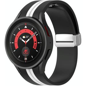 Voor Samsung Galaxy Watch 5 Pro Tweekleurige zilveren gesp siliconen horlogeband (zwart wit)