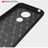 Geborsteld textuur koolstofvezel TPU Case voor Motorola Moto G7 Play (marineblauw)