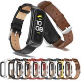 Voor Samsung Galaxy Fit 2 Mijobs Metal Case MicroFiber Leather Watch Band (wit zilver)