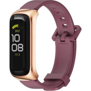 Voor Samsung Galaxy Fit 2 Mijobs Metal Case Silicone Watch Band (Wine Red Rose Gold)