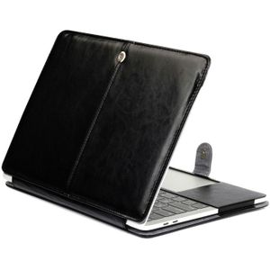 MacBook Pro 15.4 inch A1707 Crazy Horse structuur beschermende PU leren Flip Hoes (zwart)