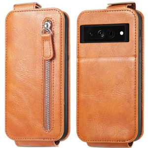 For Google Pixel 7 Zipper Wallet Vertical Flip Leather Phone Case(Brown)