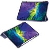 Voor iPad Pro 12.9 2022/2021/2020/2018 3-Fold 360 Rotatie Acryl Lederen Smart Tablet Case (lavendel paars grijs)