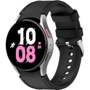 Voor Samsung Galaxy Watch5 44 mm / 40 mm siliconen lederen horlogeband met zilveren gesp  maat: S