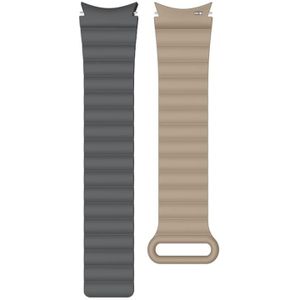 20mm For Samsung Galaxy Watch5 Silicone Magnetic Watch Band(Space Gray+Coffee Color)