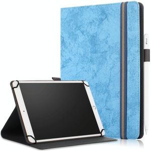 Voor 9-11 inch marmeren doek textuur horizontale flip universele tablet pc lederen kast met penslot &amp; houder (Sky Blue)