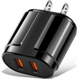 Draagbare Dual USB Mobile Phone Tablet Universal Charging Head Travel Charger  US Plug(Black)