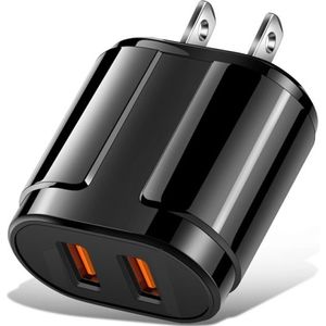 Draagbare Dual USB Mobile Phone Tablet Universal Charging Head Travel Charger  US Plug(Black)