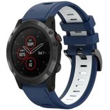 Voor Garmin Fenix 5X Sapphire 26mm tweekleurige sport siliconen horlogeband (middernachtblauw + wit)