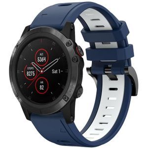 Voor Garmin Fenix 5X Sapphire 26mm tweekleurige sport siliconen horlogeband (middernachtblauw + wit)