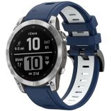 Voor Garmin Fenix 7 22mm tweekleurige sport siliconen horlogeband (middernachtblauw + wit)