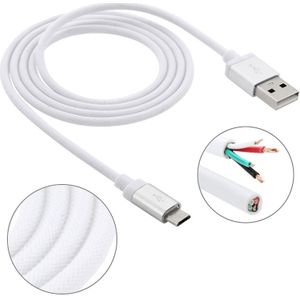 1m Net Style Hoge kwaliteit Metal Head Micro USB to USB Data / laad Kabel  or Samsung  HTC  Sony  Lenovo  Huawei  en other Smartphoneswit