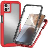 Voor Motorola Moto G32 Starry Sky Full Body Hybrid Shockproof Phone Case (Rood)