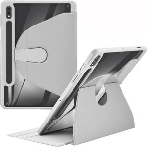 Voor Samsung Galaxy Tab S8 / S7 Acryl 360 Graden Rotatie Houder Tablet Lederen Case (Grijs)