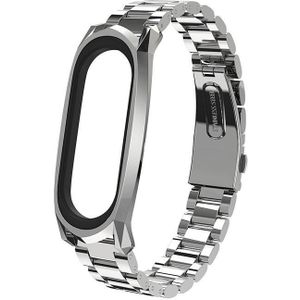 For Xiaomi Mi Band 6 / 5 / 4 / 3 Mijobs Three Beads Metal GT Stainless Steel Replacement Watchband(Silver)