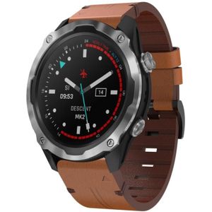 Voor Garmin Descent MK 2 26mm lederen stalen gesp horlogeband