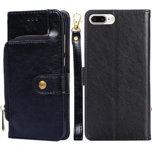 Zipperzak PU + TPU horizontale flip lederen tas met houder &amp; kaart slot &amp; portemonnee &amp; lanyard voor iPhone 7 Plus