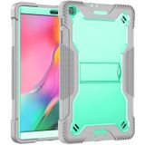 For Samsung Galaxy Tab A 10.1  Silicone + PC Shockproof Protective Case with Holder(Gray + Green)