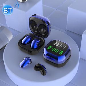 S6 Plus Bluetooth 5.0 TWS Touch Digital Display Mini Clock True Wireless Bluetooth Earphone met oplaadbox (blauw)