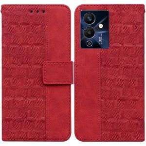 Voor Infinix Note 12 Pro 5G Geometrische Reliëf Flip Lederen Telefoon Case (Rood)