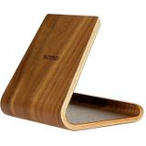 SamDi artistieke hout graan Walnut Desktop houder staan DOCK-houder voor mobiele telefoon  iPad en andere Tablets (koffie kleur)