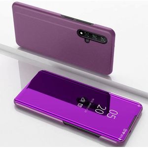 Galvaniseren spiegel horizontale Flip lederen case voor Huawei Honor 20 met houder (paars)