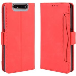 Voor Galaxy A80/A90 portemonnee stijl huid voelen kalf patroon lederen draagtas  met aparte kaartsleuf (rood)