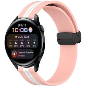 Voor Huawei Watch 3 22 mm opvouwbare magnetische sluiting siliconen horlogeband (roze + wit)