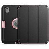 For iPad mini 6 3-Fold Amor Shockproof Smart Tablet Case(Black Pink)