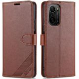 Voor Xiaomi Poco F3 AZNS Schapenvacht Textuur Horizontale Flip Lederen Case met Houder &amp; Kaart Slots &amp; Portemonnee (Bruin)