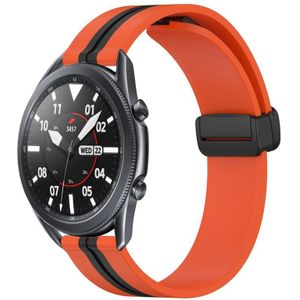 Voor Samsung Galaxy Watch3 45 mm 22 mm opvouwbare magnetische sluiting siliconen horlogeband (oranje + zwart)