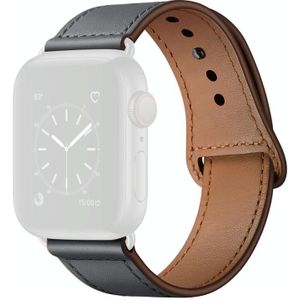 Lederen vervangende horlogeband voor Apple Watch Series 7 41mm / 6 &amp; SE &amp; 5 &amp; 4 40mm / 3 &amp; 2 &amp; 1 38mm (Dark Grey Stitch Pattern + Black Buckle)