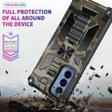 Voor Motorola Edge  Camouflage Armor Shockproof TPU + PC Magnetische Beschermende telefoonhoesje met Houder (Leger Groen)