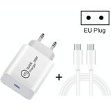 SDC-20W 2 in 1 PD 20W USB-C / Type-C Travel Charger + 3A PD 3.0 USB-C / Type-C naar USB-C / Type-C Fast Charge Data Cable Set  Kabellengte: 1 m  EU-stekker