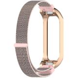 Voor Samsung Galaxy Fit 2 SM-R220 Nylon Loop Horlogeband (Roze + Rose Gouden Frame)