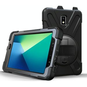 Voor Samsung Galaxy Tab Active 2 8.0 T390/T395/T397 Schokbestendige Kleurrijke Siliconen + PC Beschermhoes met houder &amp; handgreepband &amp; pensleuf(zwart)