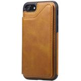 Voor iPhone 7 / 8 Shockproof Calf Texture Protective Case met Houder &amp; Card Slots &amp; Frame(Brown)