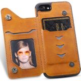 Voor iPhone 7 / 8 Shockproof Calf Texture Protective Case met Houder &amp; Card Slots &amp; Frame(Brown)